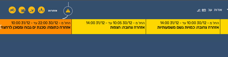 התראות מזג אוויר
