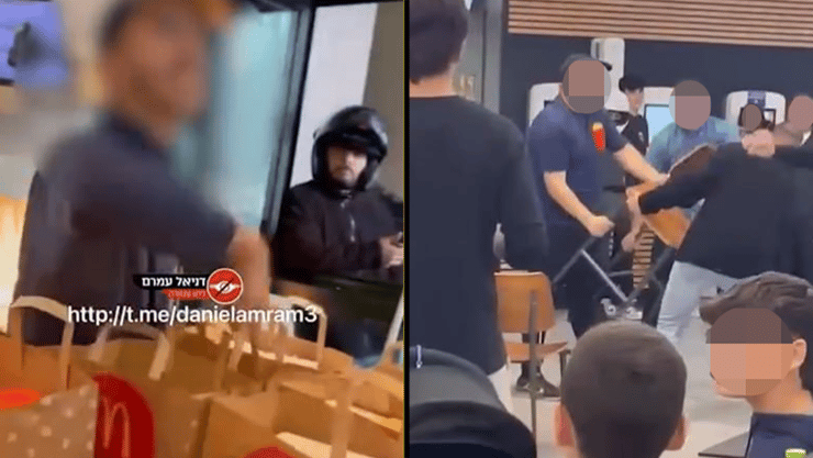 מתוך הסרטון שפרסם דניאל עמרם - בטענה ש"עובד מקדונלד'ס, מוחמד אגבאריה תקף חיילים"