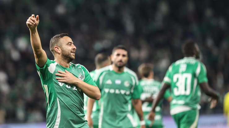 סבע חוגג את השער השני מול ריינה (צילום: גיל נחושתן) מכבי חיפה בני ריינה