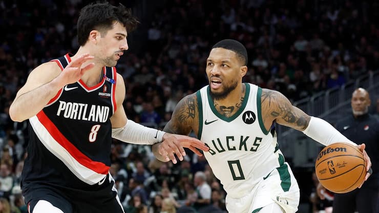 לילארד מול אבדיה בעונה האחרונה (צילום: John Fisher / GETTY IMAGES NORTH AMERICA / AFP) פישל מול האקסית. לילארד מול אבדיה