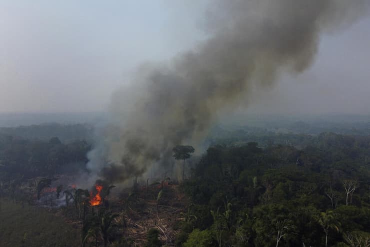 עשן מיתמר משריפה שפרצה ביער האמזונס שבברזיל