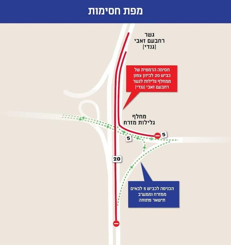  חסימות ליליות זמניות שיתבצעו בנתיבי איילון בימים הקרובים 06-09.01.2025