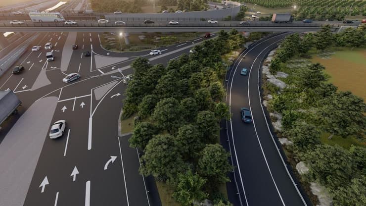 צילום: רש"ת הדמייה של מחלף חב״ד, המכונה גם מחלף נתב״ג מערב