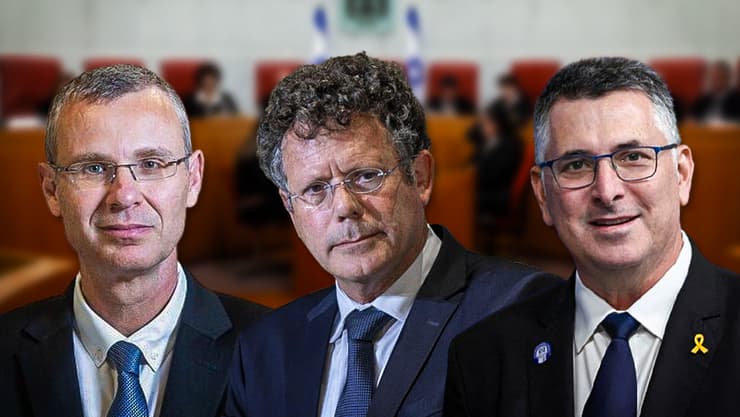 מימין לשמאל: שר החוץ גדעון סער, ממלא מקום נשיא בית המשפט העליון יצחק עמית ושר המשפטים יריב לוין. (צילום: עמית שאבי, REUTERS/Florion Goga, אלכס קולומויסקי) מימין לשמאל: שר החוץ גדעון סער, ממלא מקום נשיא בית המשפט העליון יצחק עמית ושר המשפטים יריב לוין.