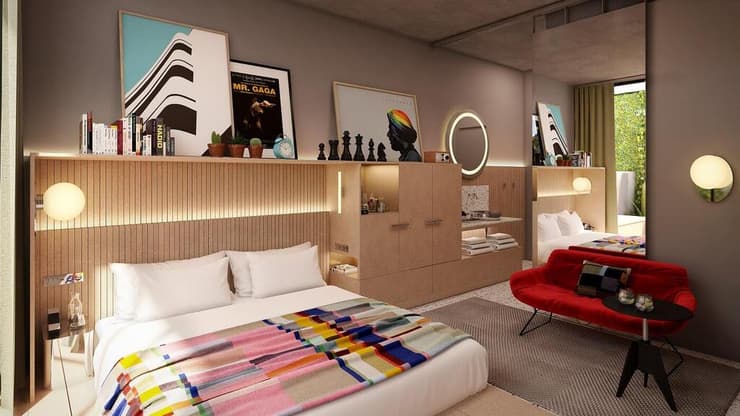 כך ייראה חדר במלון דיזנגוף 99 (הדמיה: בר-אוריין אדריכלים, וברנוביץ-קרוננברג עיצוב פנים) כך ייראה חדר במלון דיזנגוף 99