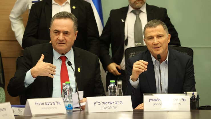 אדלשטיין וכ"ץ (צילום: עמית שאבי) שר הביטחון ישראל כ"ץ בוועדת החוץ והביטחון