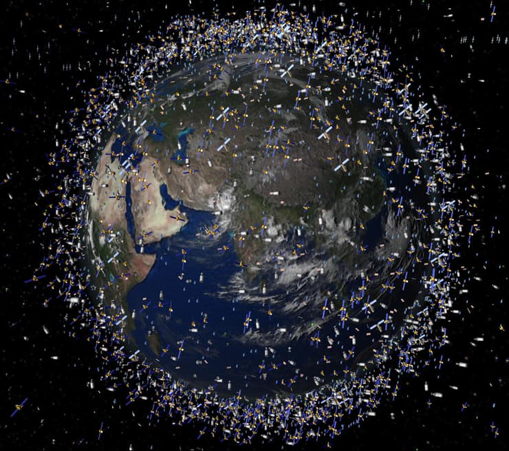 הדמיה של פסולת חלל שמקיפה את כדור הארץ