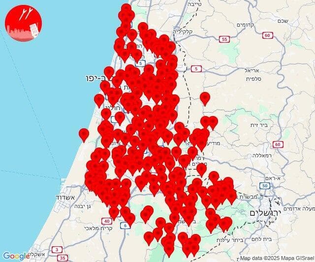 הערים והיישובים שבהם הופעלו אזעקות עקב שיגור הטיל מתימן