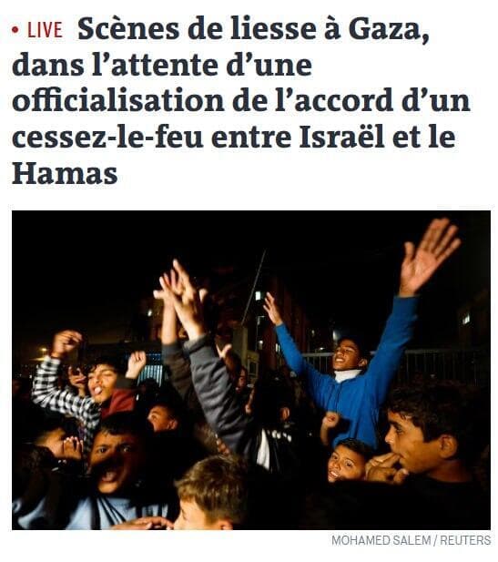 "מראות האושר" בראש הכותרות של "לה מונד" הצרפתי סיקור בעולם הכרזה על הסכם הפסקת אש עסקת חטופים עזה חמאס לה מונד