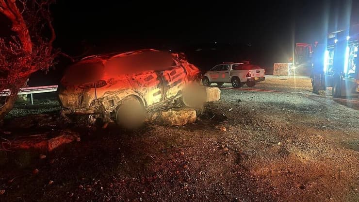 צילום: תיעוד מבצעי מד"א הרוג משריפת רכב בכביש 505 בשומרון