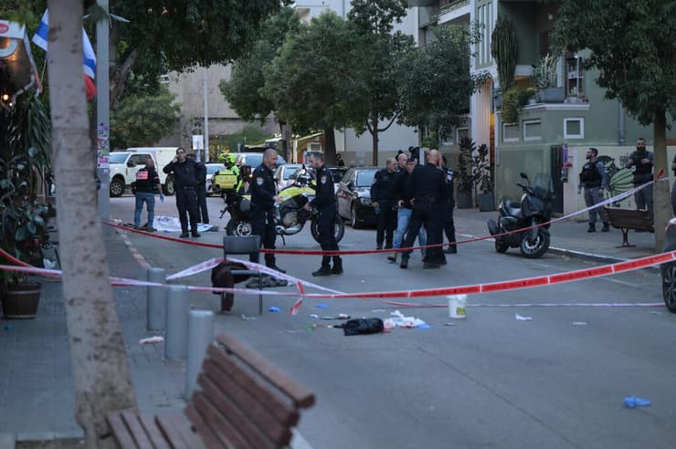 צילום: יובל חן זירת פיגוע הירי ברחוב לבונטין בתל אביב