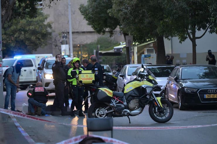 צילום: יובל חן זירת פיגוע הירי ברחוב לבונטין בתל אביב