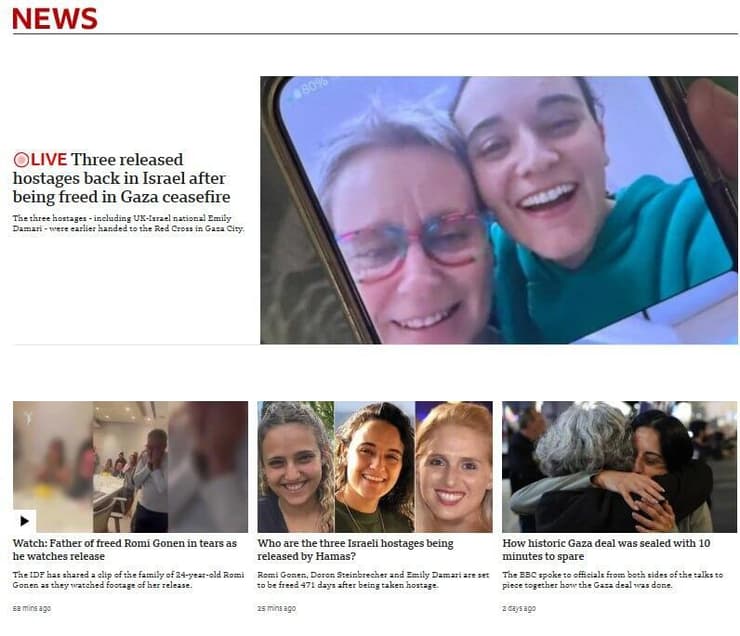סיקור בעולם חזרת שלוש ה חטופות BBC