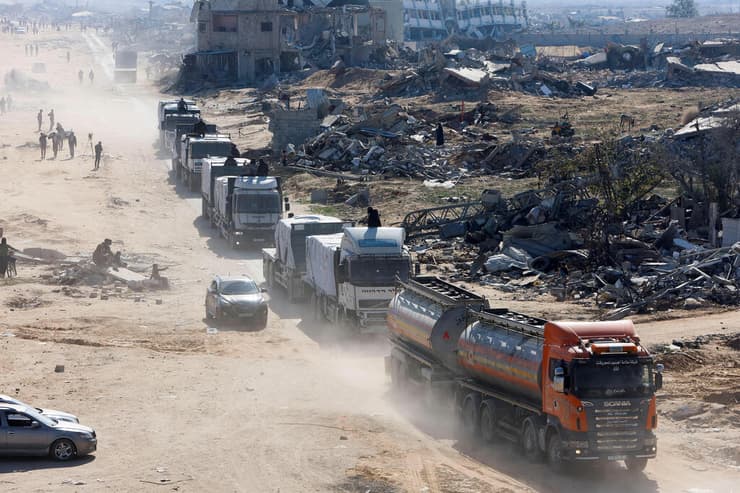 רפיח עזה משאיות סיוע הומניטרי
