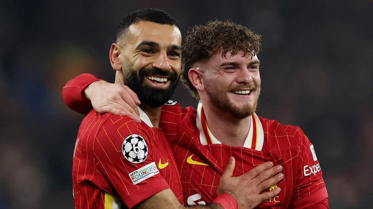 חגיגת הכובשים. סאלח ואליוט (צילום: REUTERS/Phil Noble) מוחמד סאלח הארווי אליוט