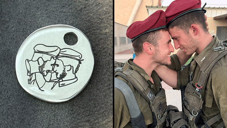 מימין: אמיר ז"ל יחד יונה בריף ז"ל, חובש בצוות שניסה להציל את אמיר בכפר עזה. משמאל: השרשרת שחבריהם לצוות יצרו לזכרם