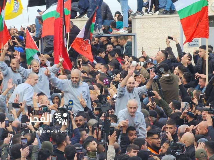 קבלת פנים לאסירים הביטחוניים ברמאללה