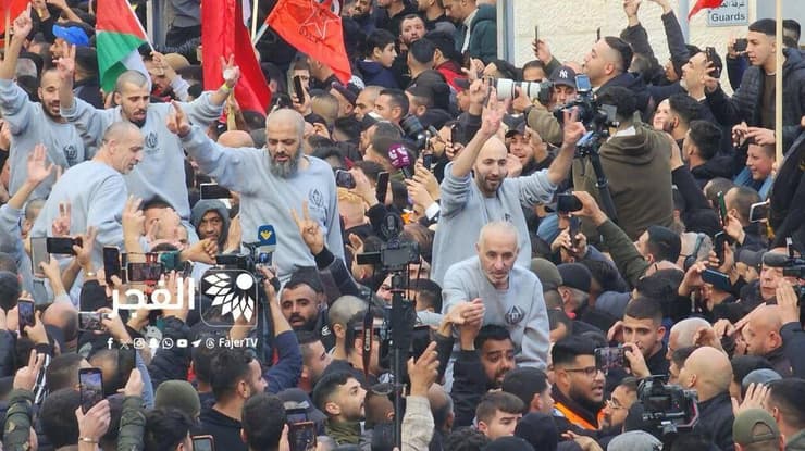 קבלת פנים לאסירים הביטחוניים ברמאללה