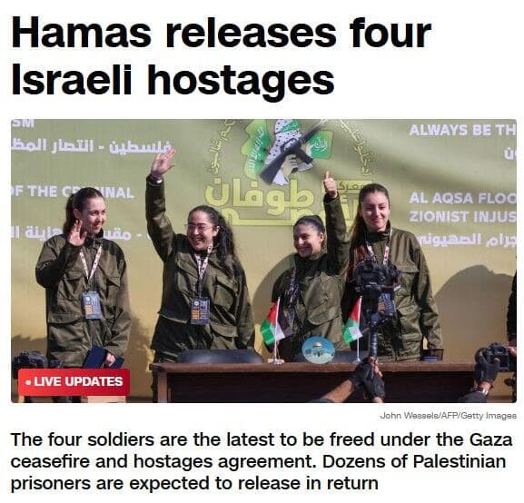 הכותרת ב-CNN החטופות משתחררות - הכותרות בעולם