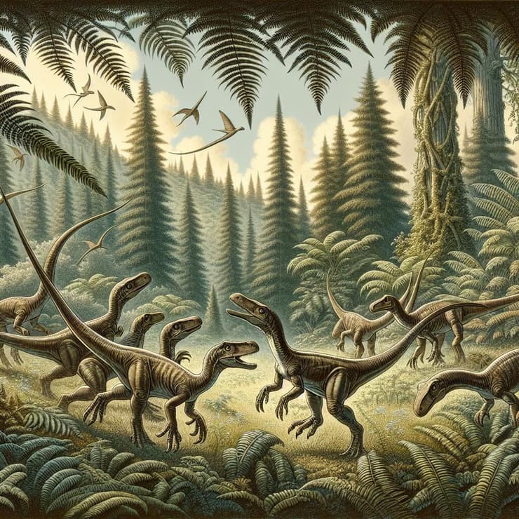 דינוזאורים צעירים מסוג צלופיזיס, שנחשב לאחד מהדינוזאורים המוקדמים ששחיו על כדור הארץ 