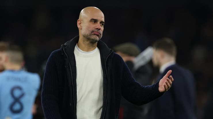 פפ משחרר הרבה אוויר לאחר הניצחון על ברוז' (צילום: REUTERS/Phil Noble) פפ גווארדיולה לאחר הניצחון על ברוז'