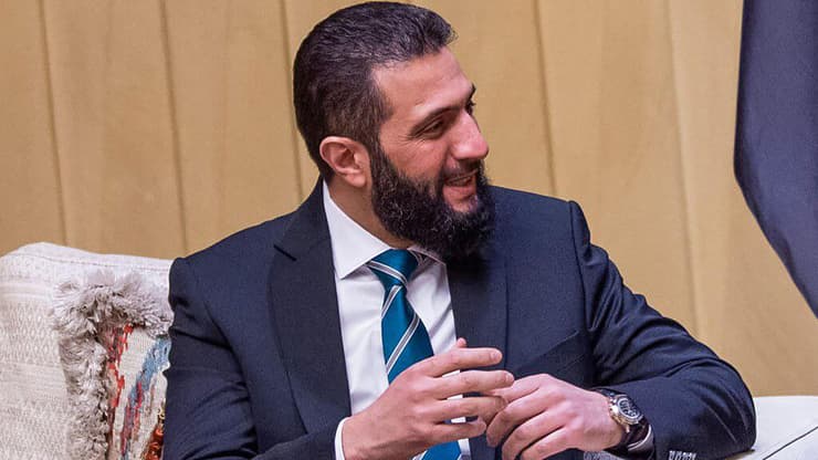 נשיא סוריה אבו מוחמד אל-ג'ולאני עם מוחמד בן סלמאן ב סעודיה