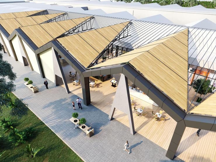 הדמיית המרכז המסחרי באופקים במקום מפעל אופ אר