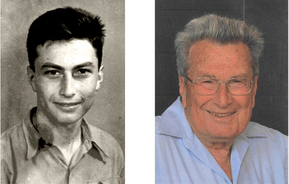 יגאל תלמי ב-1941 בתקופת לימודיו בגימנסיה הרצליה, מימין: תלמי ב-2010 (מקור: מכון ויצמן למדע) יגאל תלמי ב-1941 בתקופת לימודיו בגימנסיה הרצליה, מימין: תלמי ב-2010