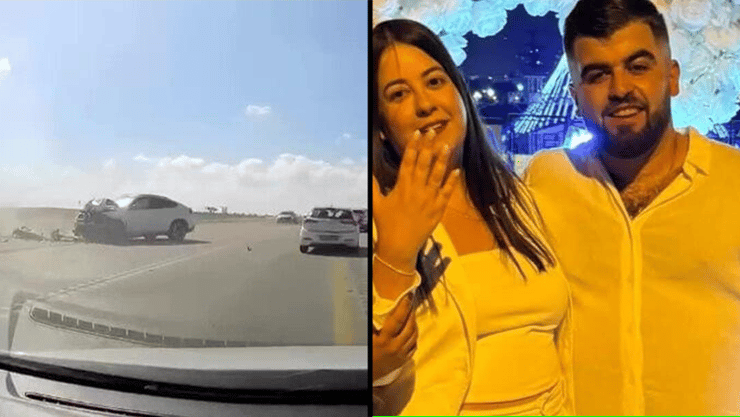 בני הזוג מבאר שבע נהרגו בתאונה קטלנית- בתיעוד נראה הרכב הפוגע חוצה קו הפרדה לבן