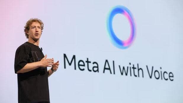 מנכ"ל מטא, מארק צוקרברג, בעת הצגת Meta AI. נחוש לא להישאר מאחור (רויטרס) מנכ"ל מטא, מארק צוקרברג, בעת הצגת Meta AI