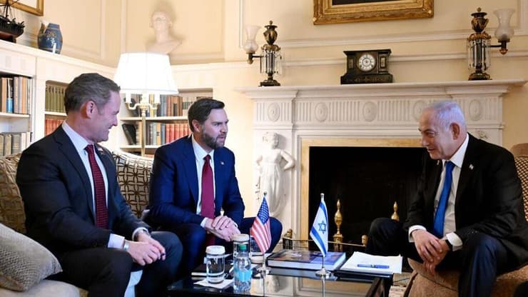 ראש הממשלה בנימין נתניהו נפגש סגן נשיא ארה"ב ג'יי. די. ואנס והיועץ לביטחון לאומי של ארה"ב מייק וולץ בבלייר האוס