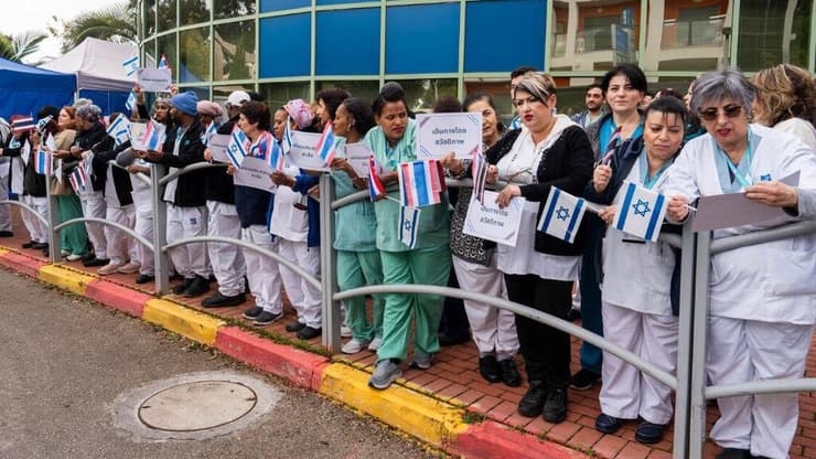 צילום: שלו שלום שחרור החטופים התאילנדים מבי"ח אסף הרופא