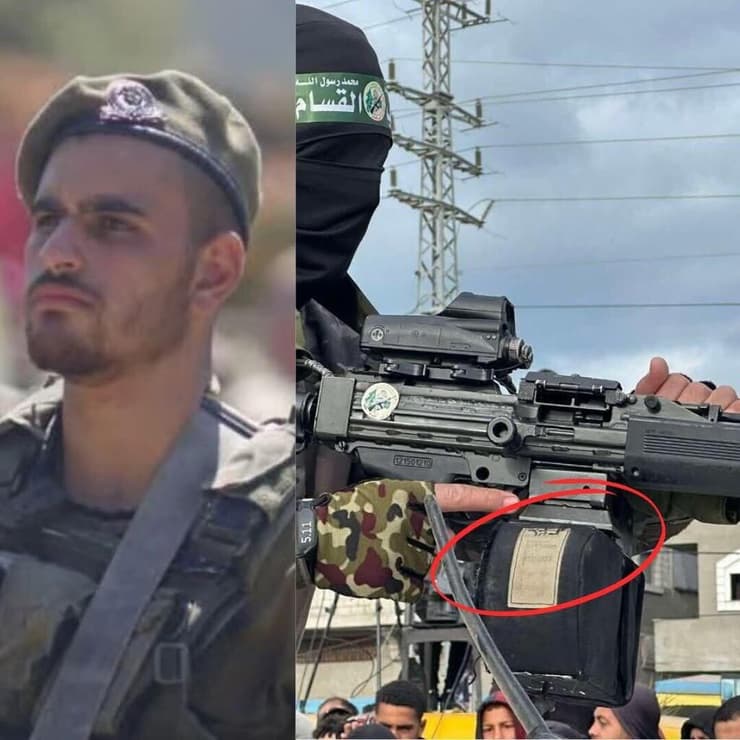 הנשק שהמחבל החזיק היום למול התמונה שתומר נגר ז"ל צילם ב-2.10.23