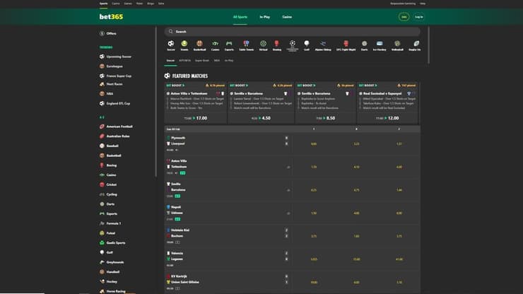 האתר של Bet365 