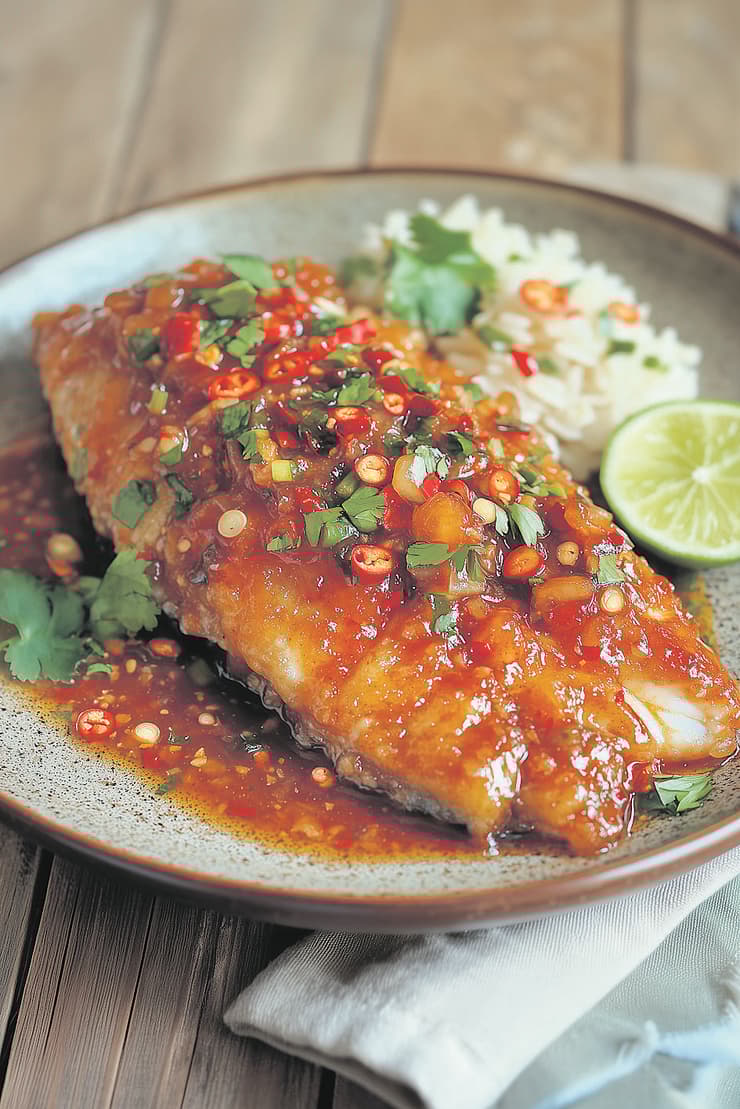 דג מטוגן ברוטב צ'ילי מתוק