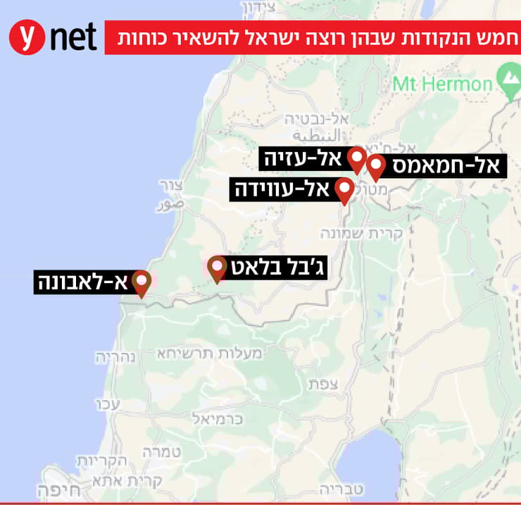 מפה אורך גבול לבנון ישראל