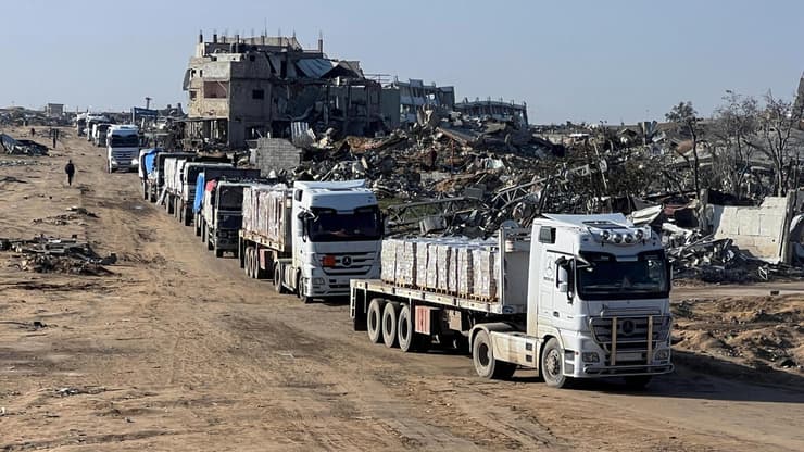 רפיח עזה משאיות סיוע הומניטרי