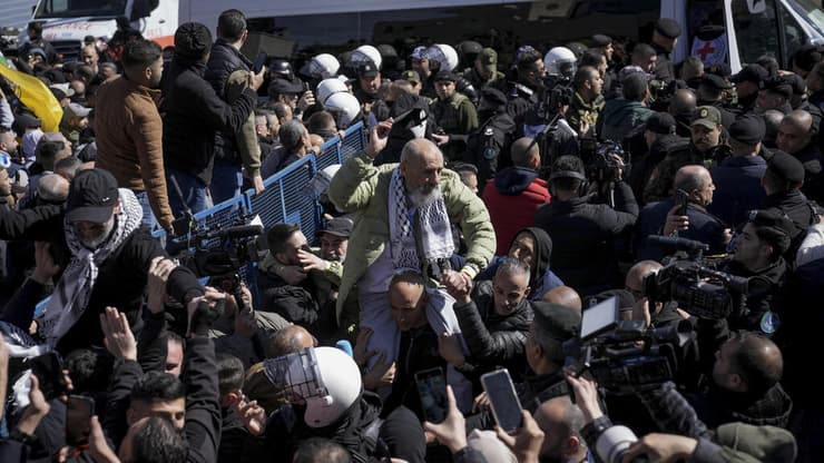 חגיגות בזמן שחרור האסירים הביטחוניים לרמאללה