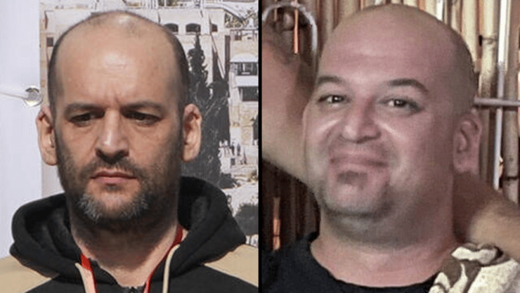 יאיר לפני ואחרי השבי (צילום: AP/Abdel Kareem Hana) יאיר הורן לפני ואחרי