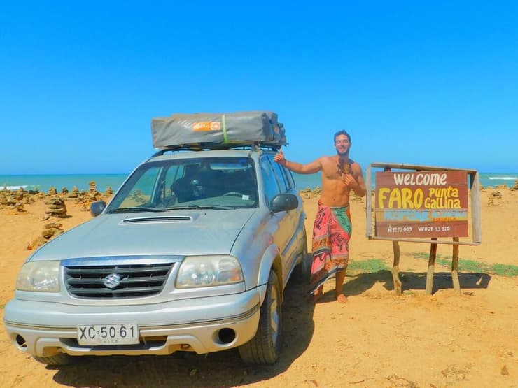 בנקודה הצפונית ביותר בדרום אמריקה (צילום: מהאלבום הפרטי) עמרי כהן, כביש הפאן-אמריקאי