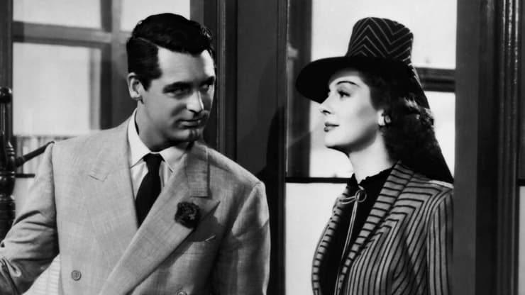 ג'ורג' קלוני של שנות ה-40 וה-50. קארי גרנט לצד רוזאלינד ראסל, מתוך "נערתו ששת" (צילום: באדיבות yes) קארי גרנט, מתוך "נערתו ששת"