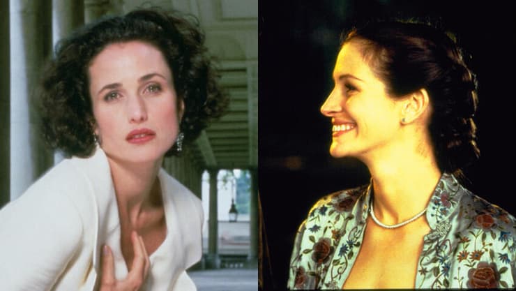 עוד מקופחות. בעצם, בעיקר השמאלית. מימין: ג'וליה רוברטס ב"נוטינג היל", אנדי מקדואל ב"ארבע חתונות ולוויה" (צילום: באדיבות yes) מימין: ג'וליה רוברטס ב"נוטינג היל", אנדי מקדואל ב"ארבע חתונות ולוויה"