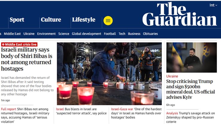 הכותרות על שירי ביבס ב-גרדיאן