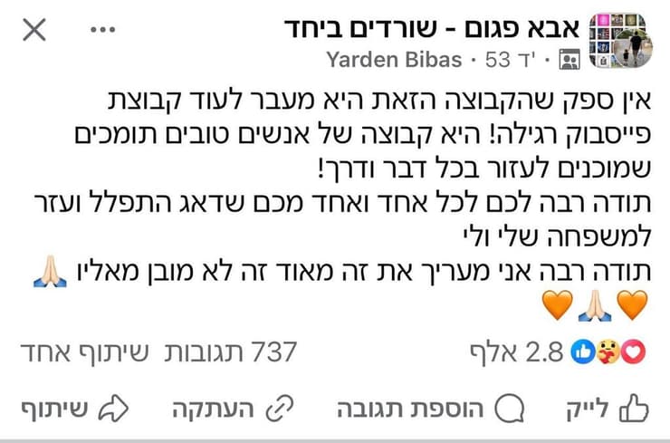 צילום: מתוך עמוד הפייסבוק "אבא פגום - שורדים ביחד ירדן ביבס כותב בקבוצת "אבא פגום"
