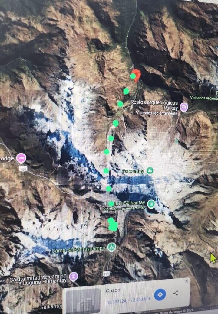 המסלול שעברו המחלצים (צילום באדיבות כלל ביטוח) חילוץ מטייל ישראלי מהרי האנדים בפרו