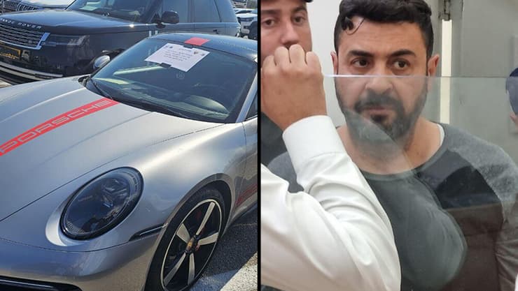 לטיף אבו לטיף במעצר קודם ואחד מרכבי היוקרה שנתפסו בפשיטה הבוקר רכבי היוקרה של משפחת אבו לטיף שהמשטרה החרימה