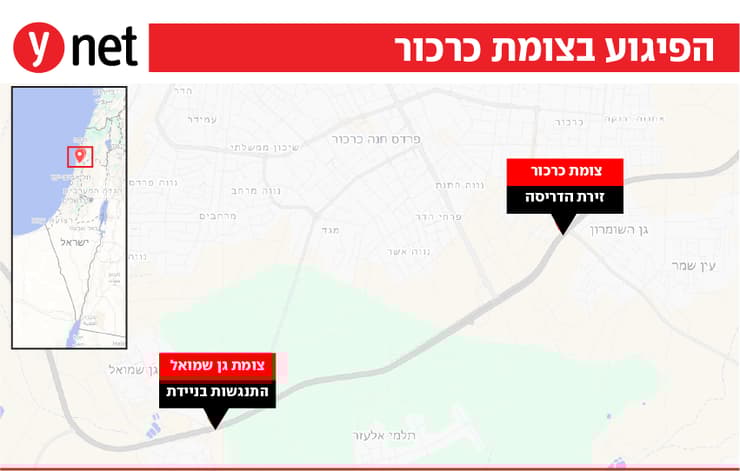 מפה הפיגוע בצומת כרכור