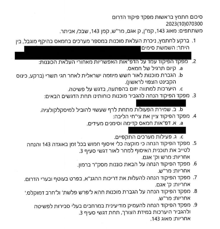3:00, דיון בראשות מפקד פיקוד הדרום