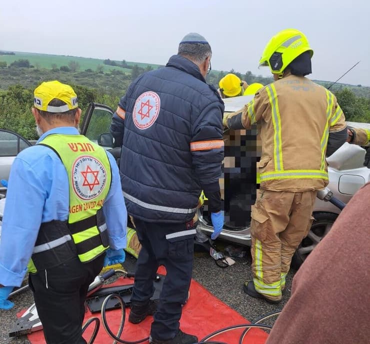 זירת תאונת הדרכים בכביש 35, סמוך לצומת גוברין