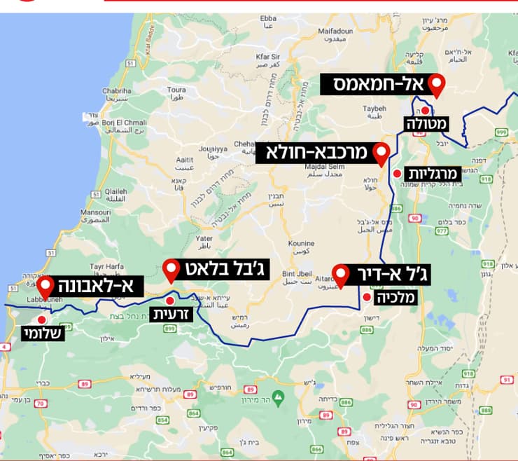 מפה אינפו אינפוגרפיקה 5 נקודות לבנון צה"ל לא נסוג מלחמה חיצי הצפון חיזבאללה